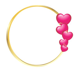 gold frame with pink hearts