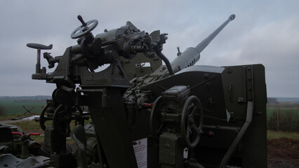 distinctive metal surface features chalk calibration marks indicating repair and targeting mechanisms