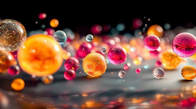 abstract background with colorful bubbles water droplets on glass colorful