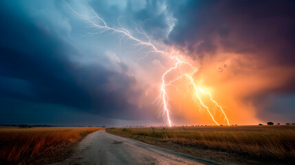 lightning storm over open field