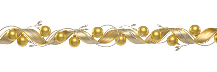 Elegant Christmas golden baubles and ribbons border, festive holiday decor, luxury celebration background, cozy winter aesthetic, sparkling ornamental design.