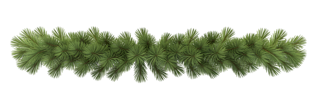 Elegant Christmas pine garland border, green fir branches, festive winter background, cozy holiday decor, aesthetic celebration, natural decoration, seasonal design element