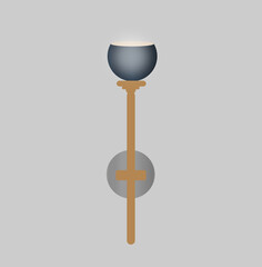 Minimalist 3D Chalice on Wooden Pedestal with Wall Stand Lamp