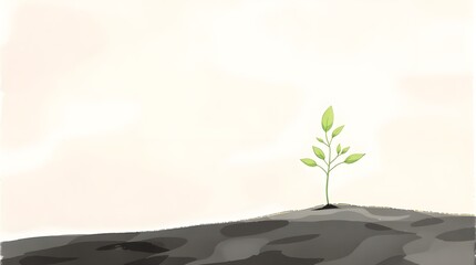A small green plant sprouting from dark soil, symbolizing growth, renewal, sustainability, and new beginnings. Ideal for environmental, ecological, and nature-related themes.