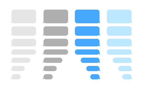 Message smartphone template. Mobile chatting sms app template bubbles. Message bubbles chat on smartphone icons. Phone chatting sms template bubbles. Isolated smartphone mockup. Stock vector.