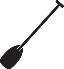 A simple black silhouette of a boat oar on a transparent background