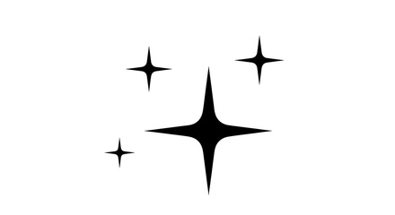 Four black sparkling star shapes
