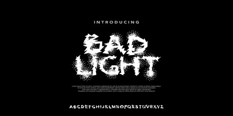 BadLight Font,Display Alphabet Handwritten Grunge Font,Brush Halftone Style,street art wear, Uppercase.Vector Illustration
