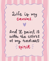 Vintage coquette greeting cards with inspo slogan. Hand drawn whimsical frame with elegant curly frame. Romantic print for poster, banner, covers of planner, tee shirt, invitation, social networks.