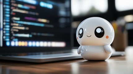 Cute Kawaii Character Desk Toy for Programming Code Workspace Decor and Tech Accessories in Modern Office Setup