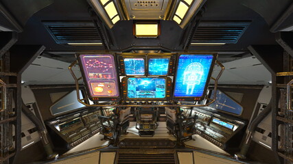 Fototapeta premium 宇宙船内の風景 3DCGレンダリング