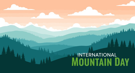International Mountain Day Scenic Landscape with Lush Green Mountains and Cloudy Sky