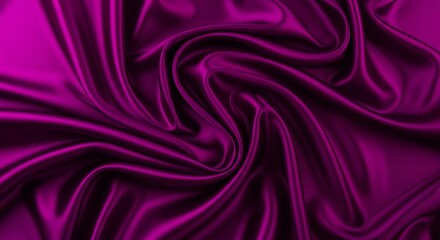Fototapeta premium Luxurious deep magenta satin fabric draped in elegant folds and swirls, creating a rich texture