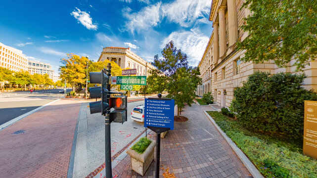 Intersection of Pennsylvania Avenue and 10th Street NW in downtown Washington DC