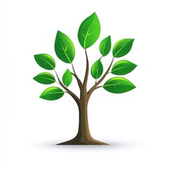 Obraz premium Simple and Modern Illustration of a Green Tree with Lush Leaves