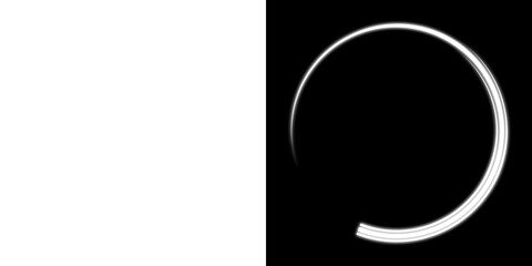 White arc circular ring with transparent and black background
