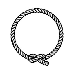 Rope Circle Frame Illustration – Nautical Knot Border Design for Marine Logos, Badge Templates, Sailing Decor, and Vintage Craft Projects
