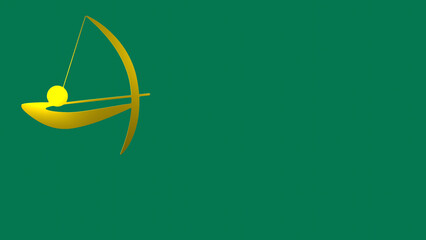 Golden 3D archery icon Minimalist 