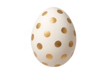 Decorated easter egg with gold polka dots on transparent background