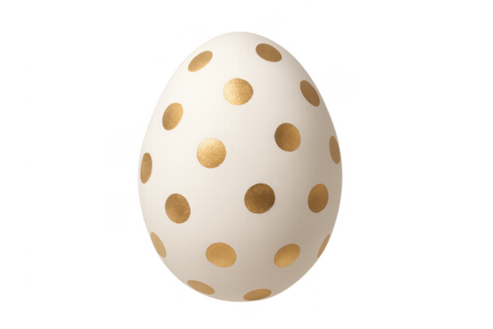 Decorated easter egg with gold polka dots on transparent background - Powered by Adobe