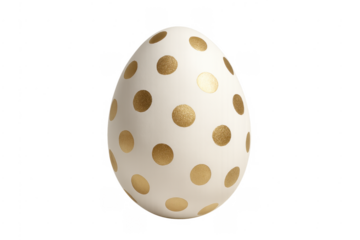 Easter egg decorating with gold polka dots celebrating spring