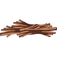 Pile Of Brown Wooden Sticks In A Small Heap On A Transparent Background