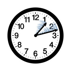 Vector drawing. The hands of a clock flutter in the wind.