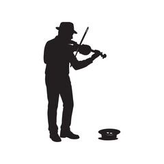 Fototapeta premium violin player silhouette on white