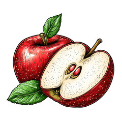 Engraving Style Sliced Emu Apple