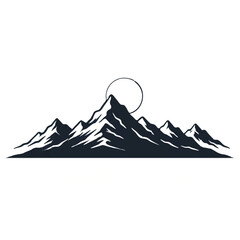 Minimalist Mountain Range under Bright Sun Illustration


