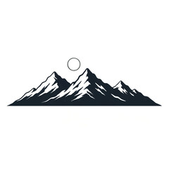 Minimalist Mountain Range under Bright Sun Illustration

