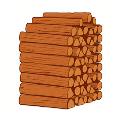 Illustration of Stacked Firewood on White Background

