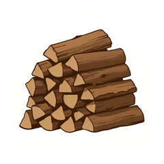 Neatly Stacked Pile of Firewood Illustration

