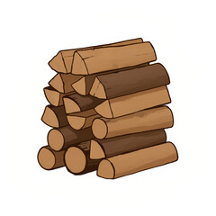Neatly Stacked Pile of Firewood Illustration

