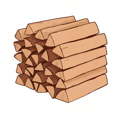 Neatly Stacked Pile of Firewood Illustration

