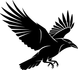 Fototapeta premium crow silhouette line art vector illustration with a white background 