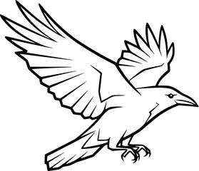 Fototapeta premium crow silhouette line art vector illustration with a white background 