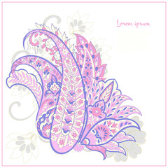 Paisley Floral oriental ethnic Pattern. Vector Damask Ornament