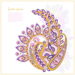 Paisley pattern in indian batik style. Floral vector illustration