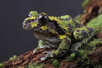 Obraz premium Portrait of Theloderma Corticale: The Enigmatic Vietnamese Mossy Frog in its Natural Jungle Habitat