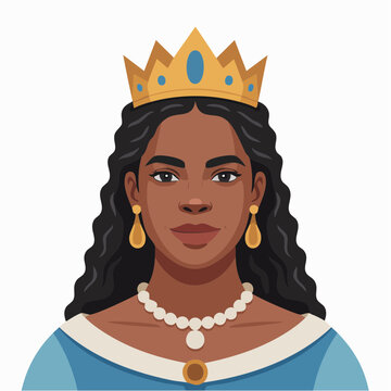 African American queen character isolated on white background