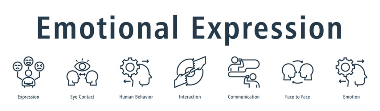 Emotional Expression web banner icon vector illustration concept with icon of expression, eye contact, human behavior, interaction, communication, face to face, and emotion.