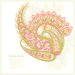 Paisley pattern in indian batik style. Floral vector illustration