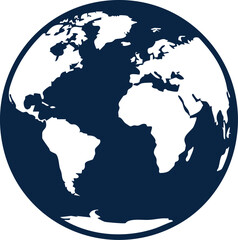 Blue globe earth icon showing world map for global environment theme
