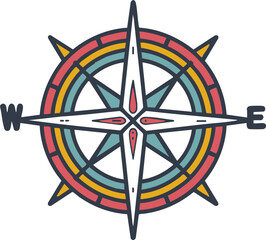 Decorative compass rose icon with cardinal direction letter detail