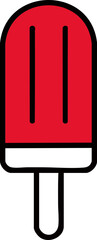 Red popsicle ice bar icon on stick as sweet summer dessert illustration