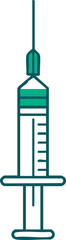 Medical syringe icon with needle and plunger for vaccine injection