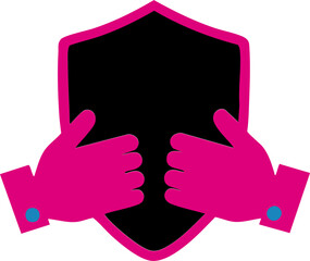 Protective hand holding shield icon symbolizing safety and security