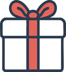 Gift box illustration with ribbon bow as celebration present symbol