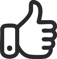 Thumb up like icon in bold outline style for approval and success